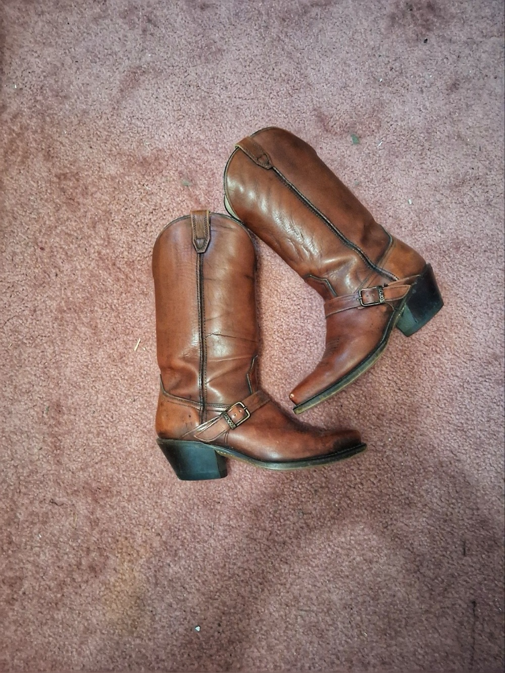 ❤️ Vintage Brown Leather Cowboy Boots
